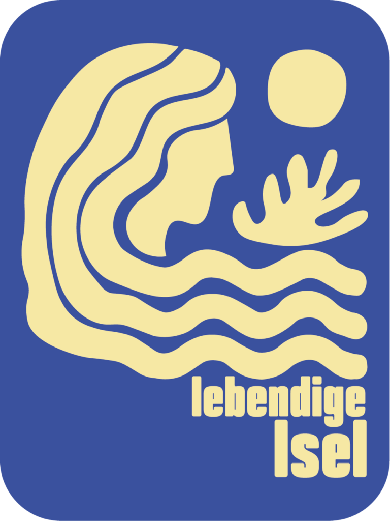 Bild zeigt ein Logo mit der Silhouette eines weiblichen Gesichts und dem Schriftzug "lebendige Isel2